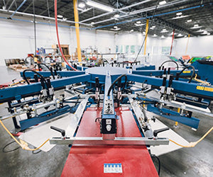 Multi-station automatic screen printing press for custom apparel and heat transfer for sports