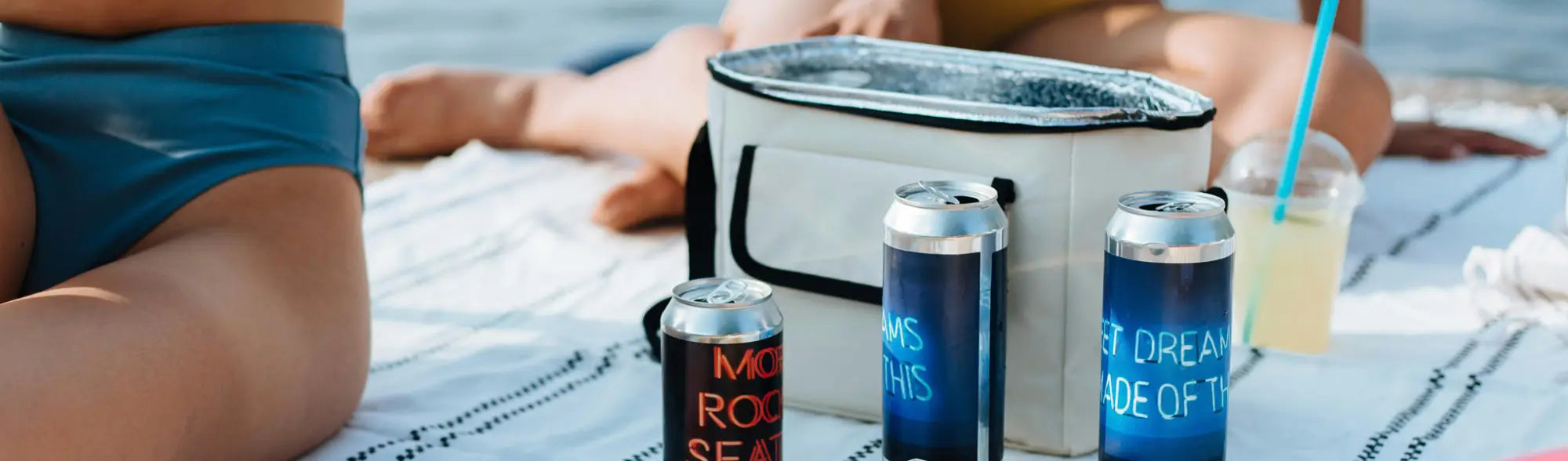 Insulated cooler bags with beverage cans for snacks and drinks on the go