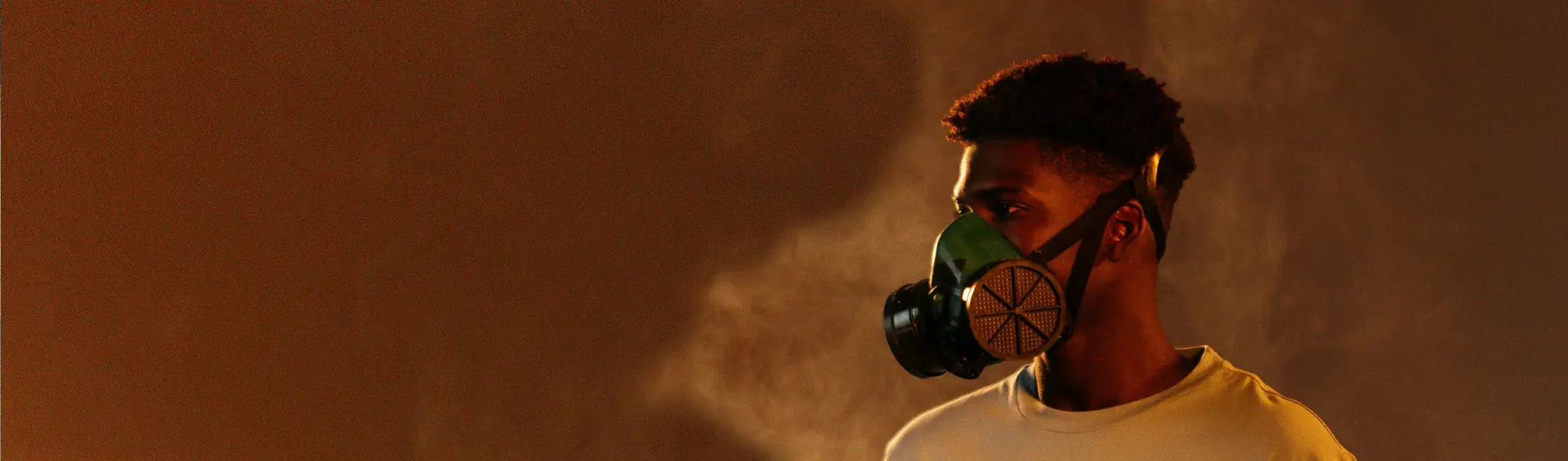Man wearing a gas mask with supplied air respirator in PPE Powered & Supplied Air Respirators collection