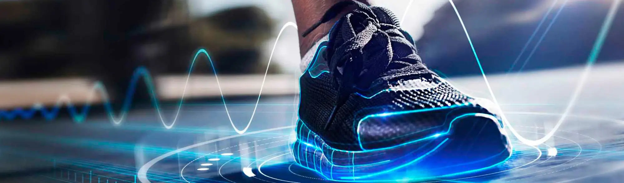 Black sports shoes with blue accents from the Sports Shoes collection for workout and uniforms