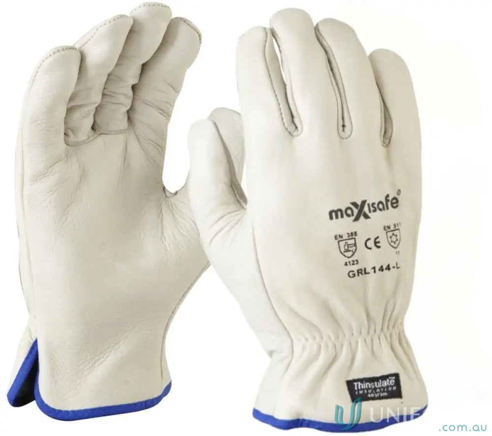 White leather work gloves from Antarctic Extreme 3M Thinsulate Lined Rigger Gloves set