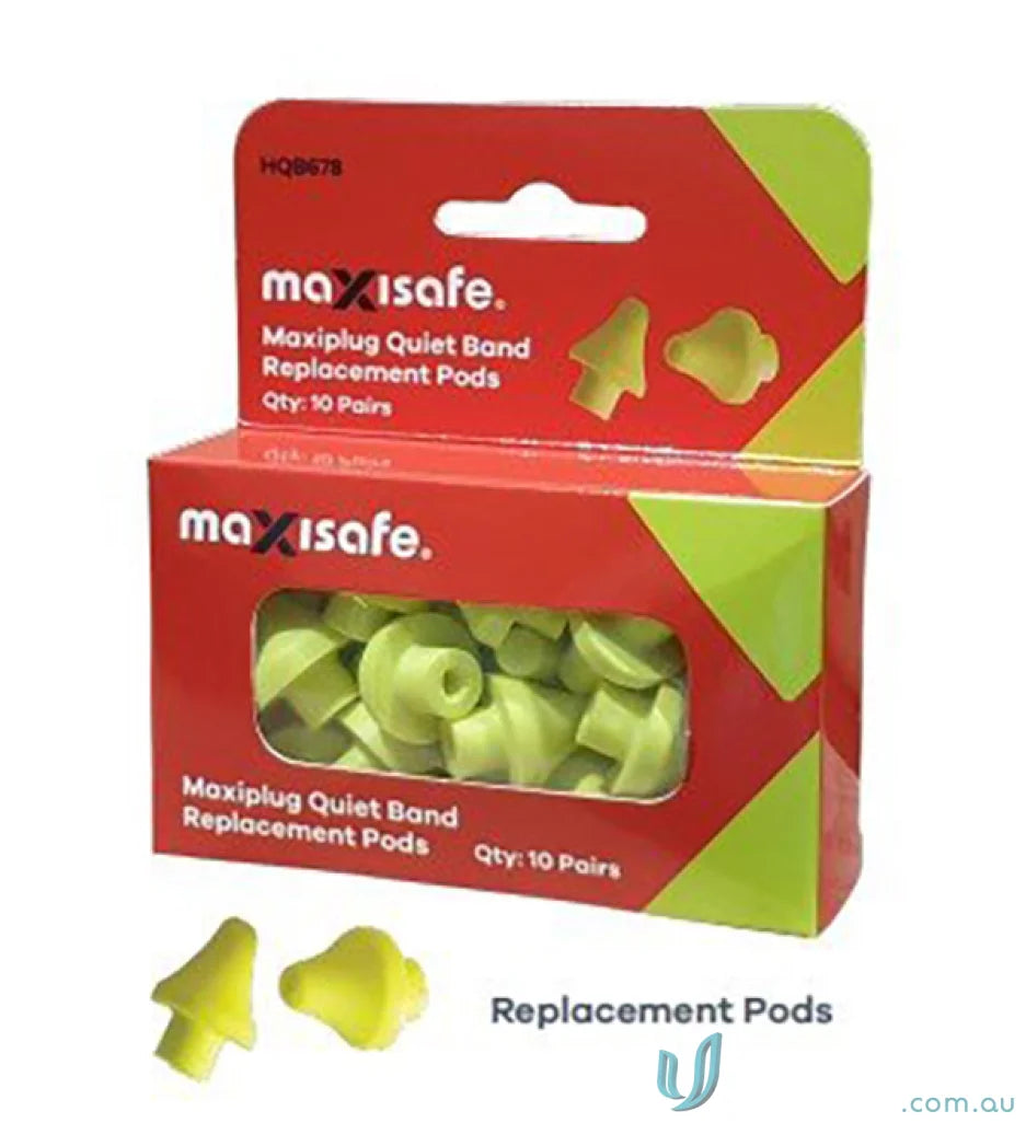 Box of yellow replacement pods for 10pk MaxiPlug Quiet Band workwear ear protection