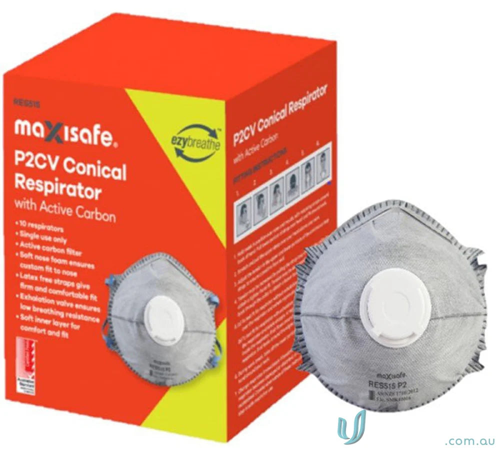 P2CV conical respirator with active carbon for secure fit and workwear protection