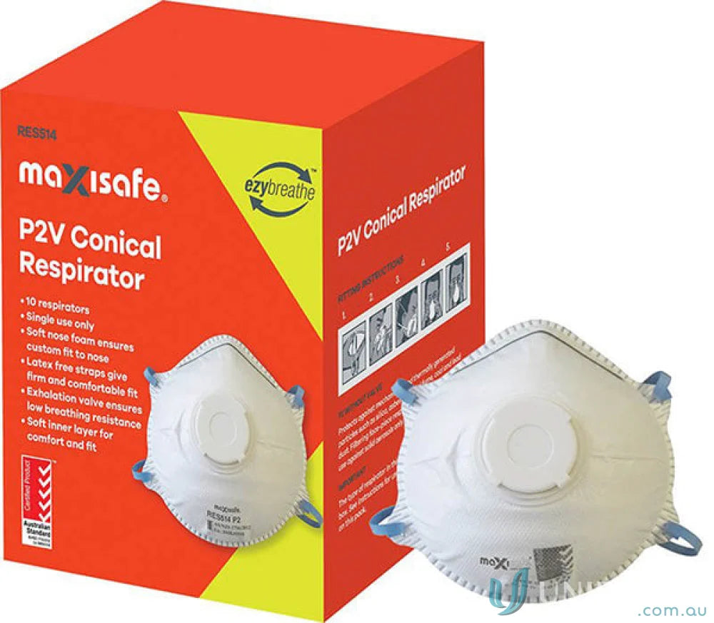 P2V conical respirator with valve for work uniforms and protective workwear