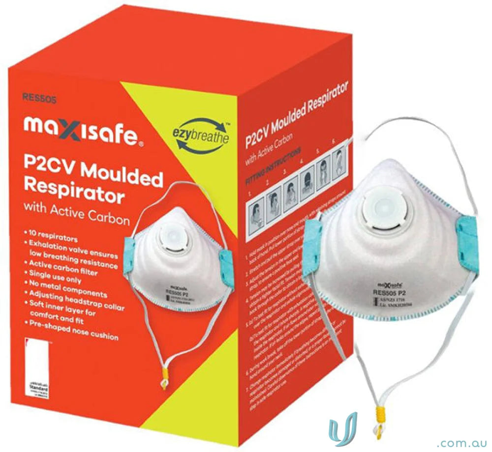 Maxisafe P2CV molded respirator with active carbon filter and valve for uniforms