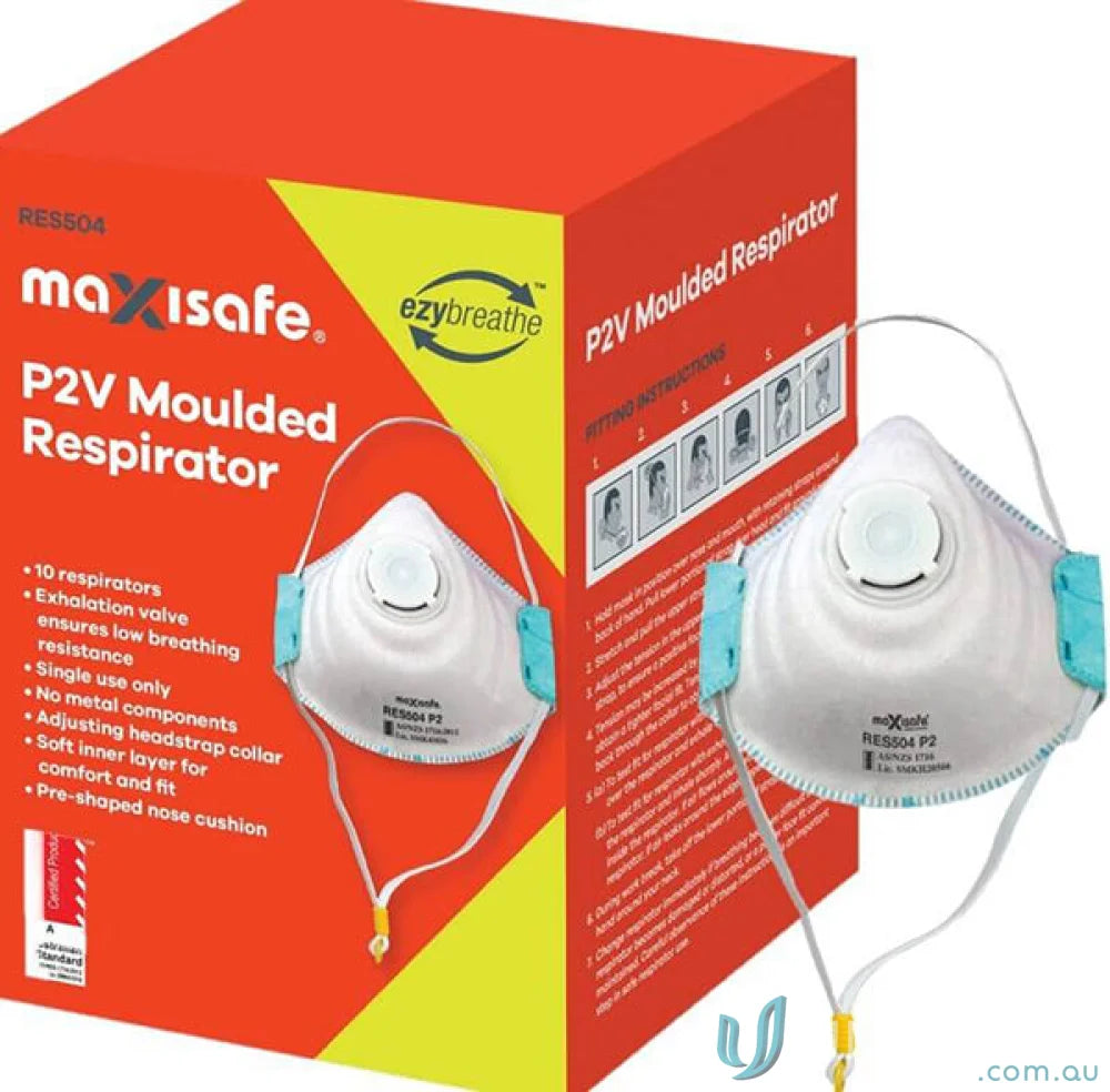 P2 Molded Respirator with Valve for uniforms, box of 10, breathable protection
