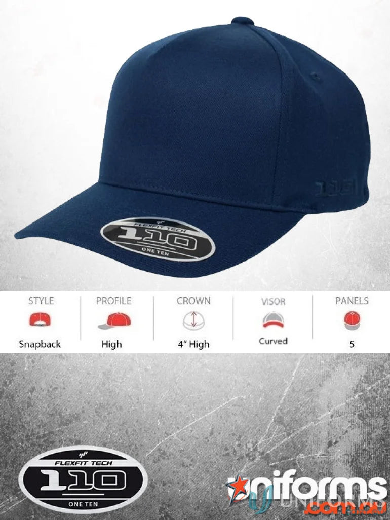Navy blue 110A A Frame Cap with flexfit tech and snapback strap for work uniforms