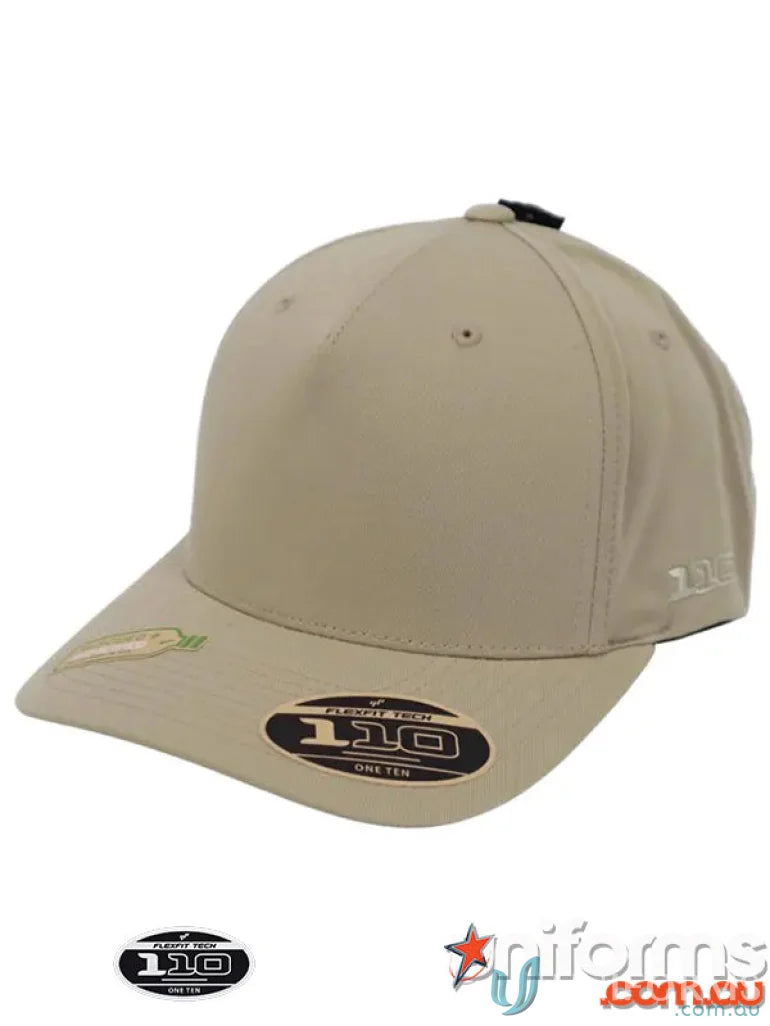 Khaki 110AR Recycled Cap featuring sustainable, eco-friendly recycled material
