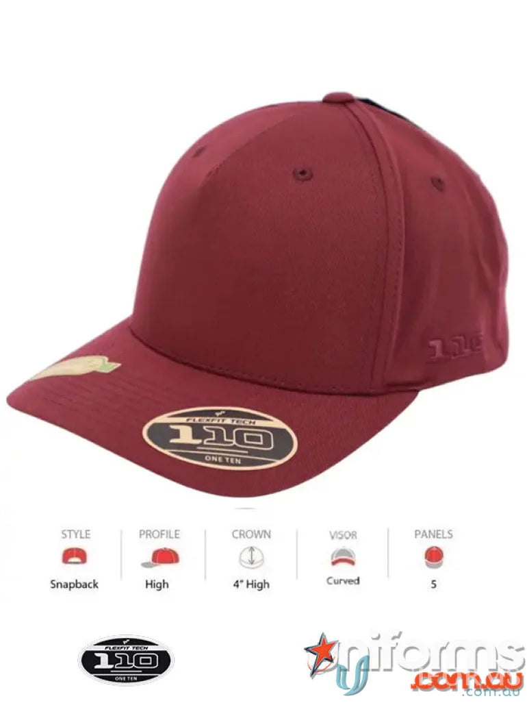 Maroon 110AR Recycled Cap showcased for eco-friendly style and casual look