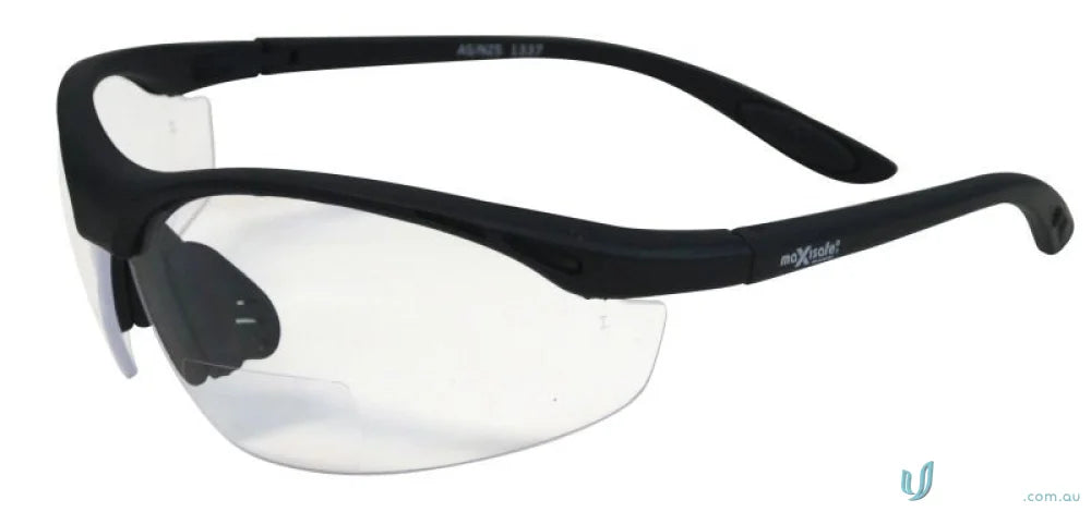 Black-framed bifocal safety glasses eps466-2 for uniforms with clear lenses