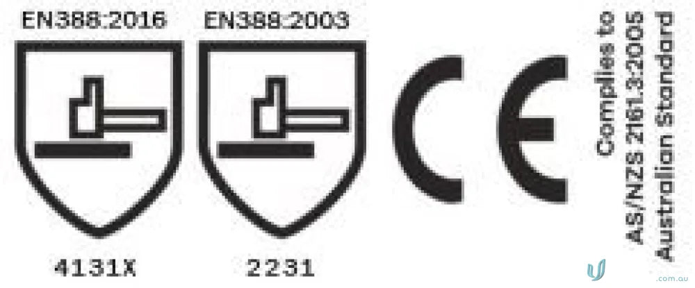 Black Knight Gripmaster glove with safety standards and compliance symbols for excellent grip