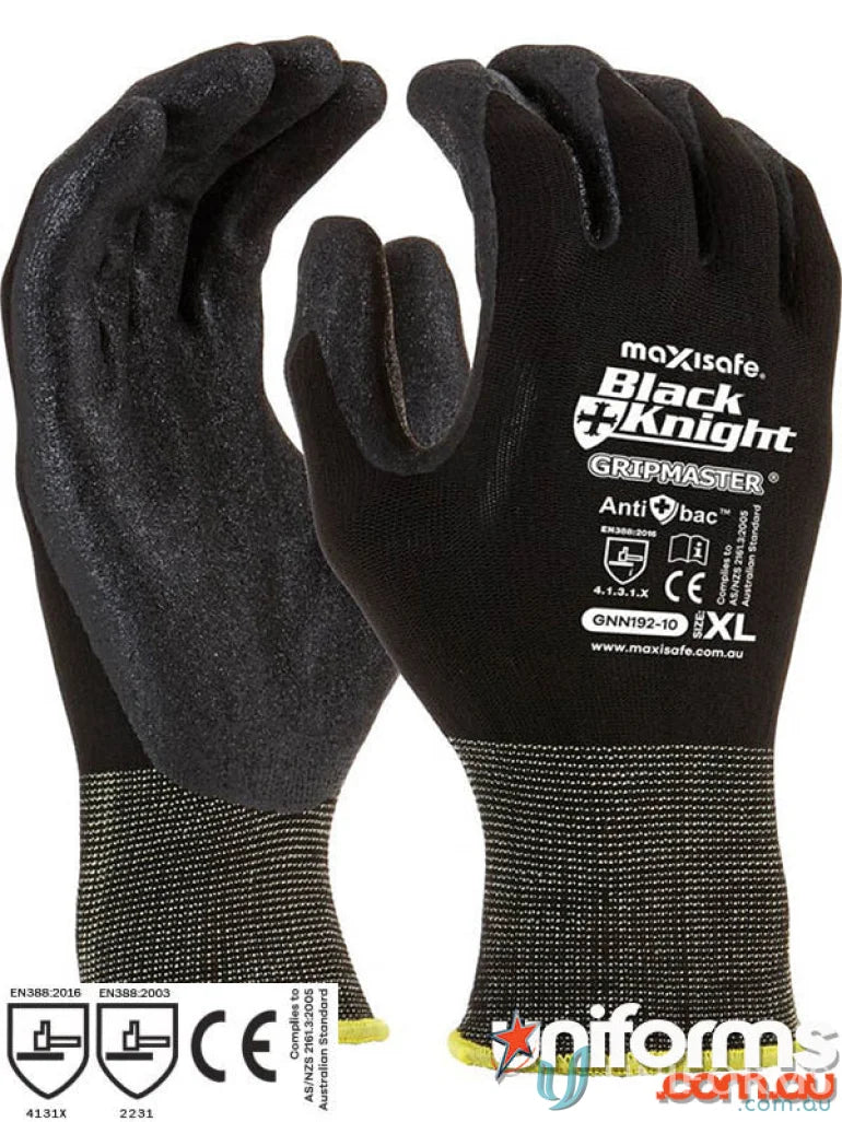 Black Knight Gripmaster coated gloves with excellent grip for work uniforms