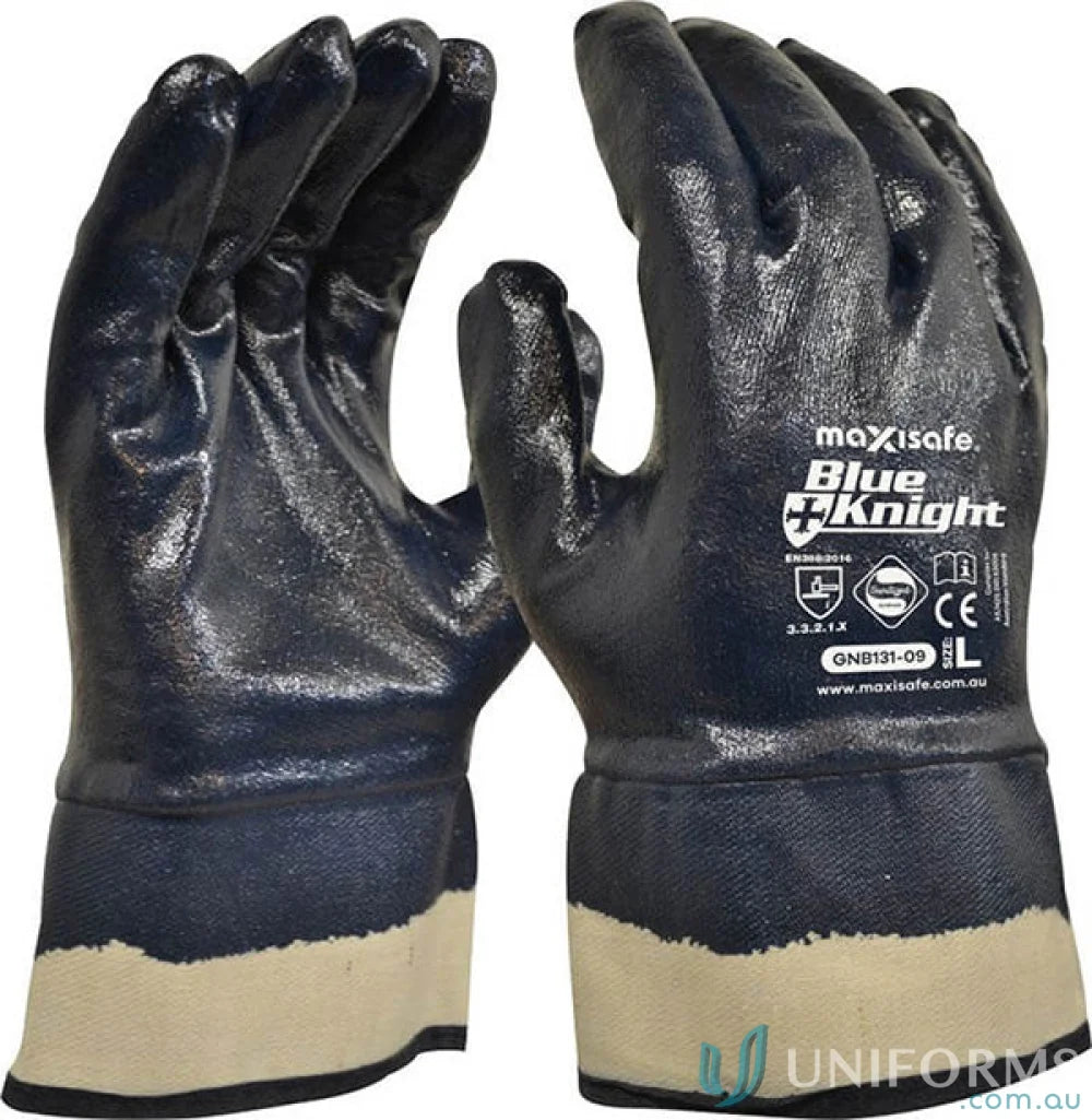 Blue Knight heavy duty work gloves with safety cuff for durable uniforms