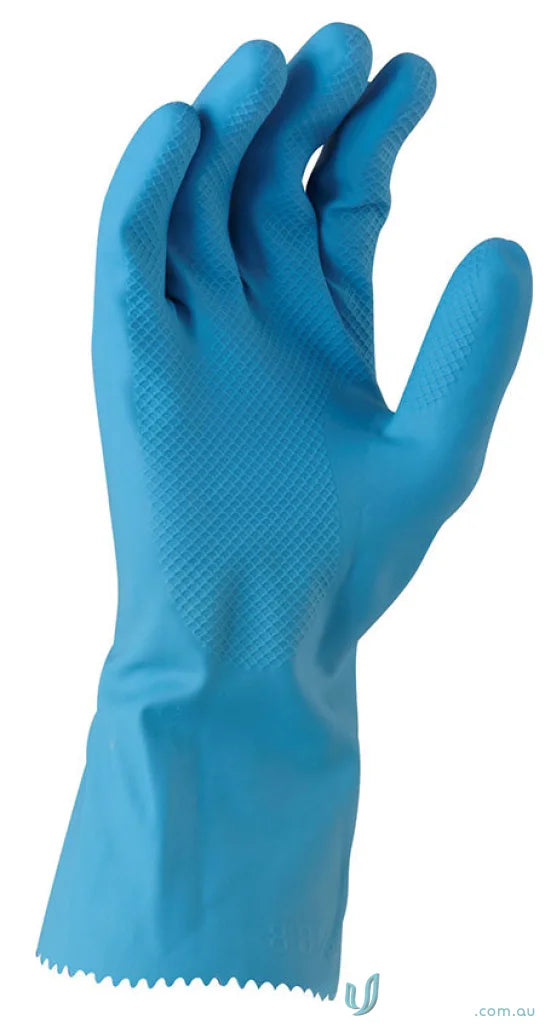 Blue latex silverlined glove from 12pk for protection and durability