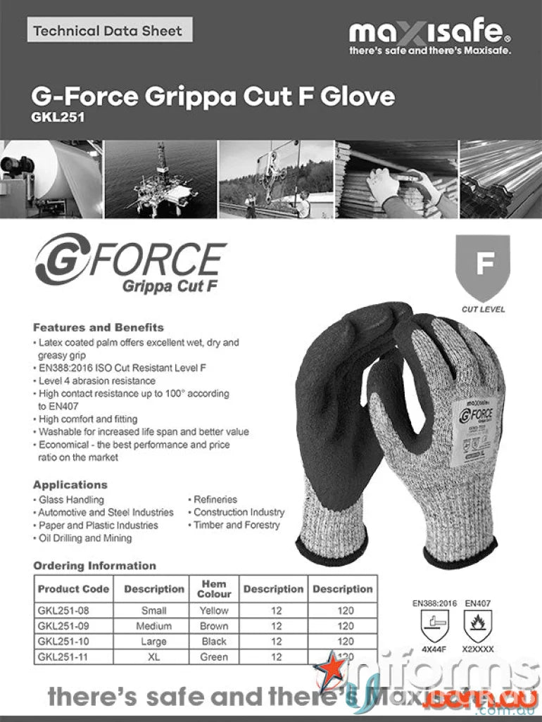12-pack G-Force Grippa Cut F gloves perfect for workwear and uniforms