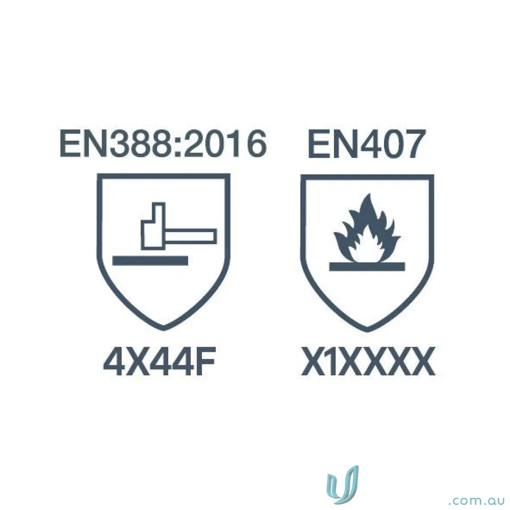 Safety standards symbols on 12pk G-Force Grippa Cut F Glove workwear for secure uniforms