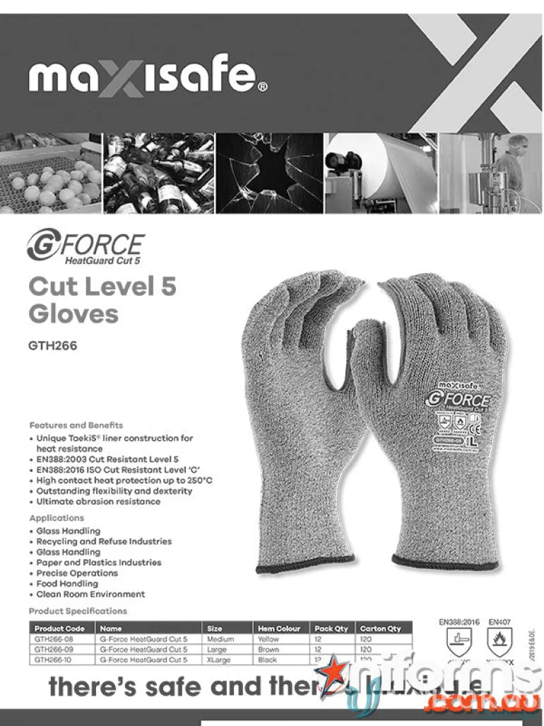 Cut resistant level 5 work gloves with heat protection for safe handling - 12pk G-Force HeatGuard C Glove