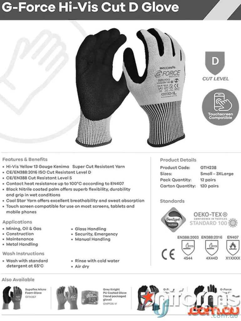 Hi-Vis Cut Resistant Work Gloves with High Cut Resistant Level for Safety