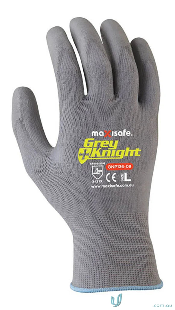 Gray work glove from 12pk Grey Knight Nylon Coated Workwear for small parts and uniforms