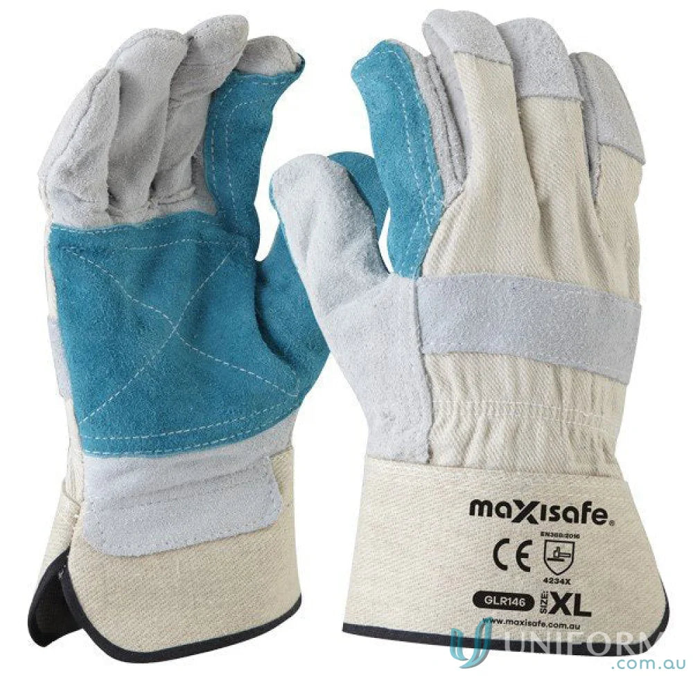 Pair of heavy duty work gloves with reinforced palm from 12pk. Polisher Gloves