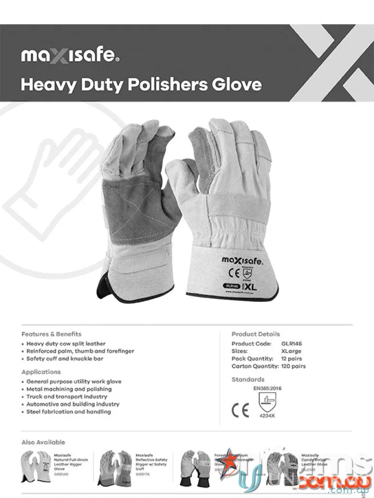 Heavy duty polisher gloves with reinforced palm for work uniforms and tough jobs