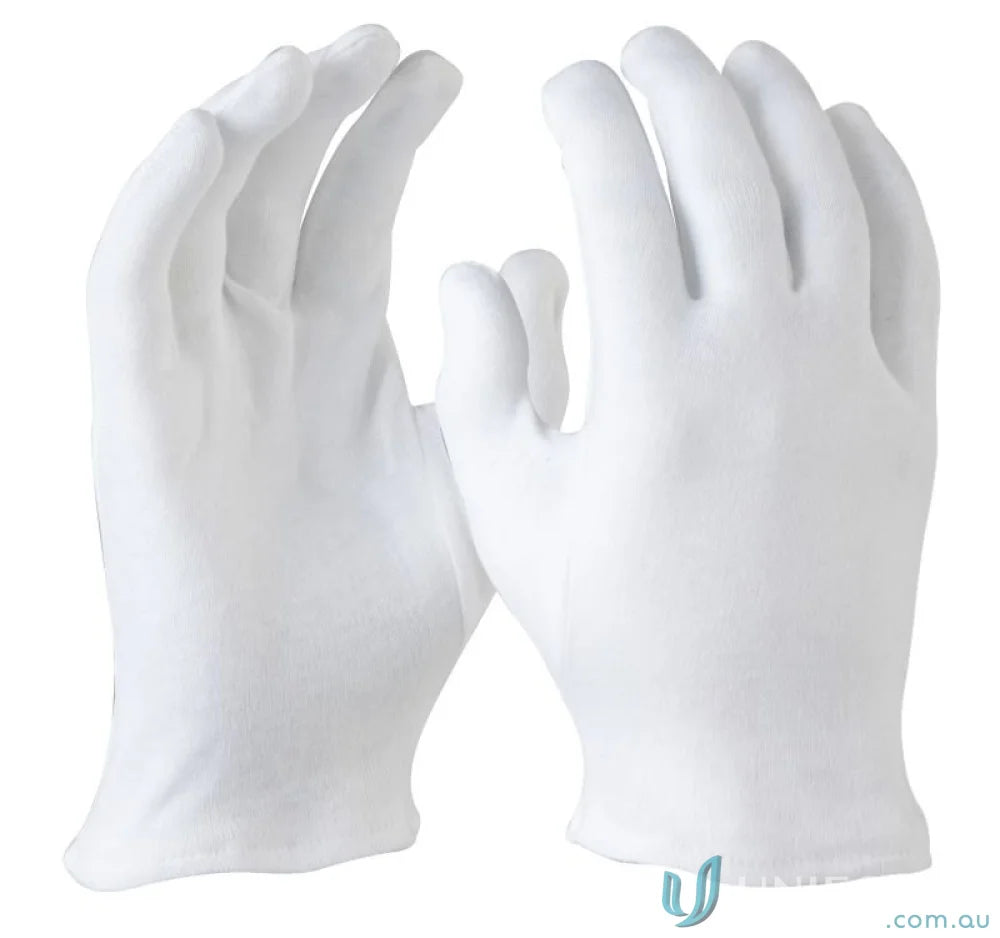 Pair of white poly cotton gloves perfect for small sizes and uniforms in 12pk