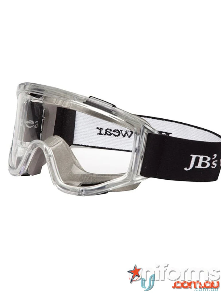 Clear safety goggles with adjustable black strap from 12pk Premium Goggle set