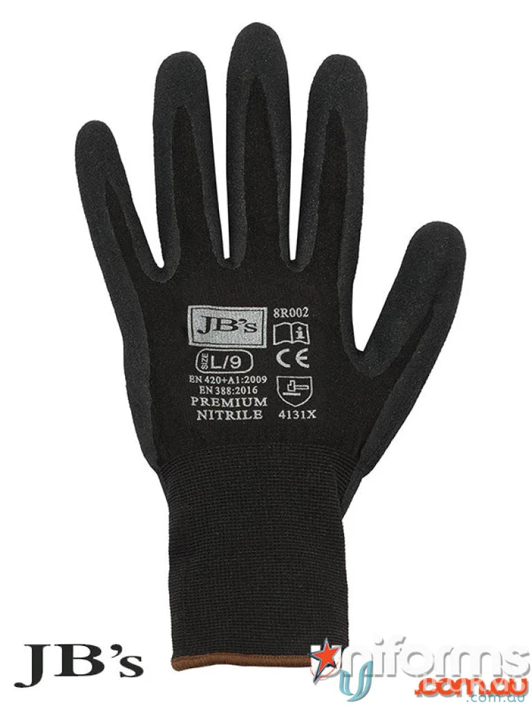 Black nitrile work glove from 12pk Premium Nitrile Glove sold in packs