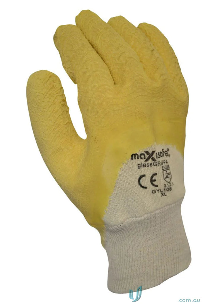 Yellow latex work glove from 12pk premium yellow latex coated glass gripper glove