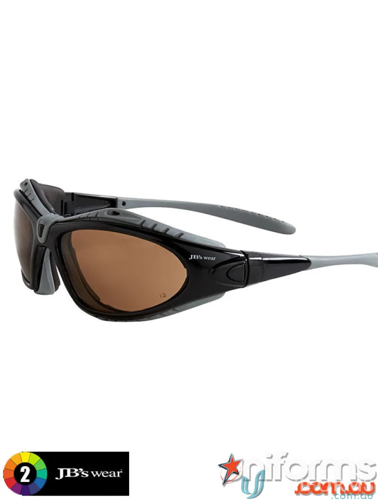 Black and gray safety glasses with anti fog feature in Prosseal Spec 12pk with temple arms