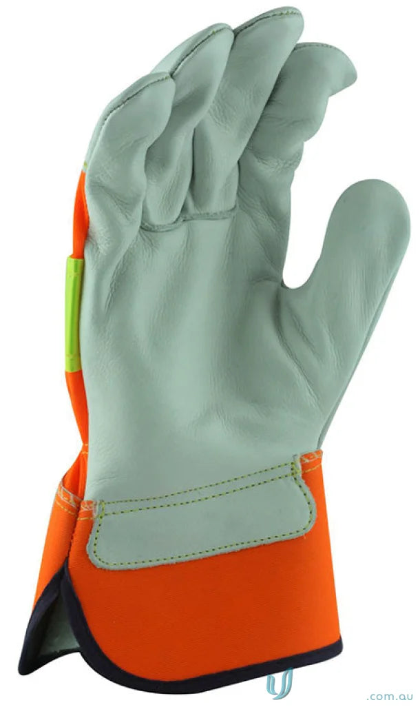 Orange and gray work glove from 12pk Reflective Safety Rigger workwear set