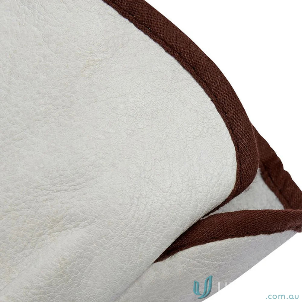 White fabric with brown trim for workwear or uniforms, sold in 12pk Rigger Gloves