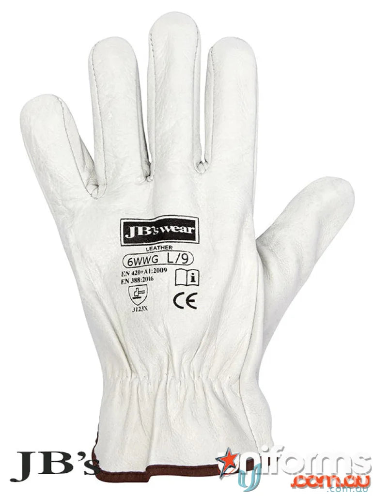 White leather work glove from 12pk Rigger Glove, perfect for workwear and uniforms