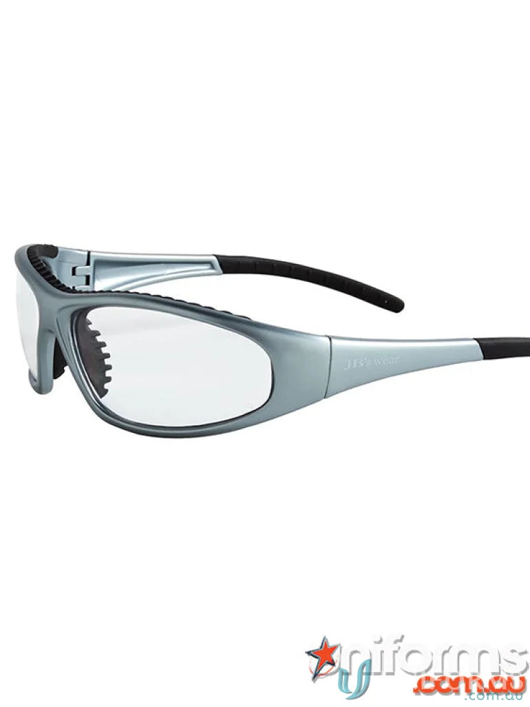 Silver-framed Hyper Spec safety glasses with dust seal perfect for uniforms