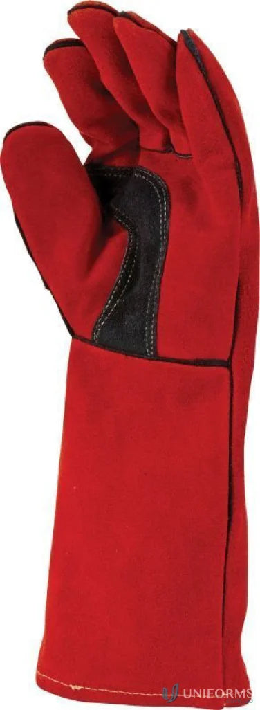 Red leather welding glove from 12pk Western Red Premium Welders Gauntlet
