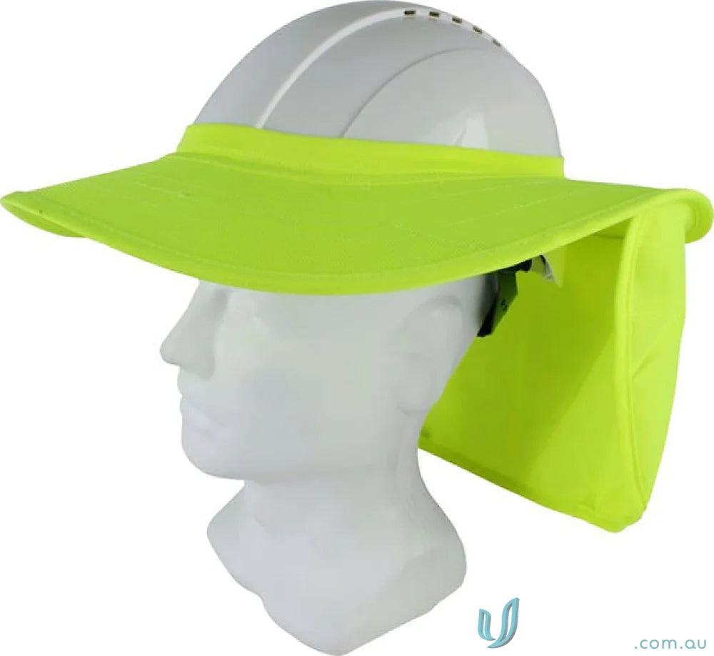 Hard hat with sun shield and neck flap for uniforms and safety gear protection