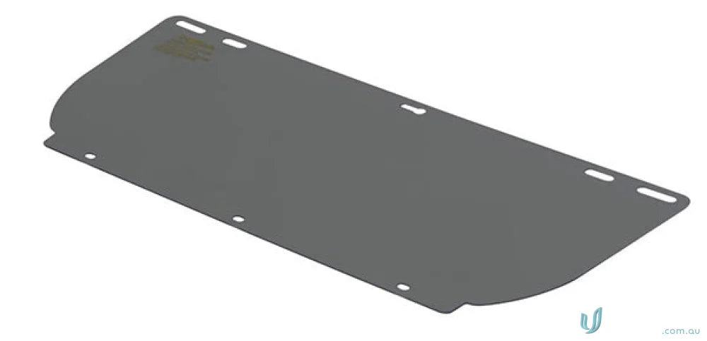 Gray face shield with mounting holes for workwear or work uniforms safety gear