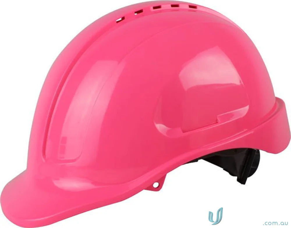 Pink vented hard hat from 1pk Maxisafe Vented Hard Hat Sliplock Harness line