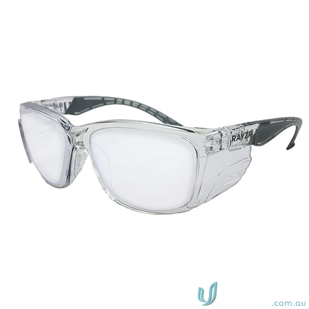 Clear Rayzr Safety Glasses with TPR rubber nosepiece for medium impact protection