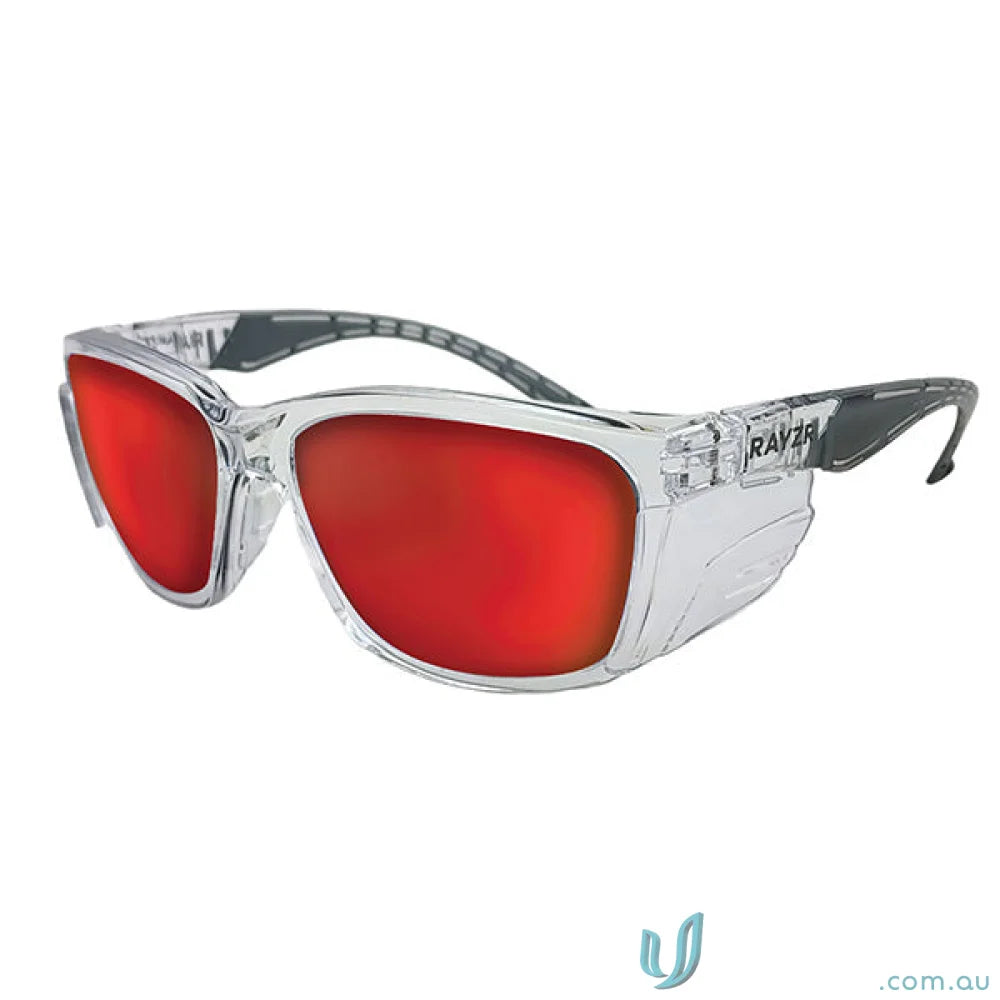 Clear safety glasses with red lenses, anti scratch safety glasses, tpr rubber nosepiece