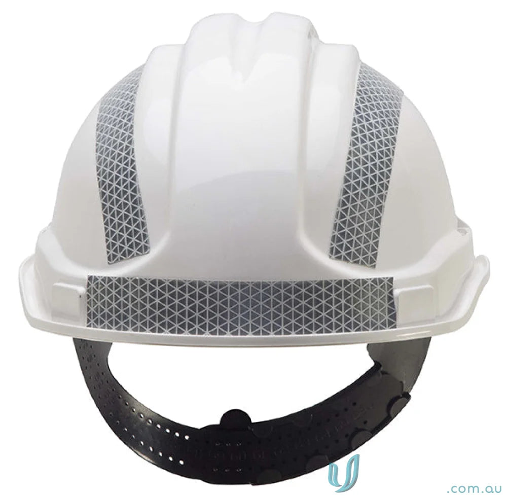White hard hat with reflective tape for helmets in workwear and uniforms kits