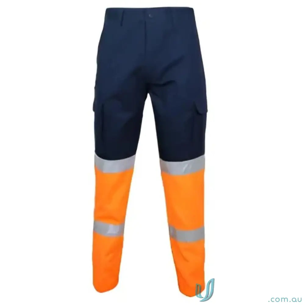 Navy and orange 2 Tone Biomotion Taped Cargo Pants for high visibility work safety