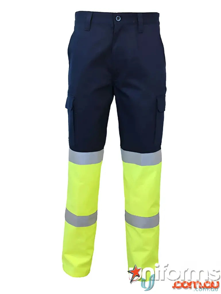 Navy and yellow 2 Tone Biomotion Taped Cargo Pants for work or outdoor fun