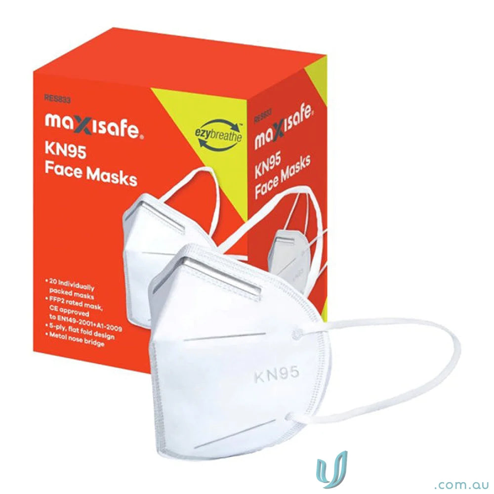 20pk KN95 Flatfold masks with earloops ideal for work uniforms and workwear protection