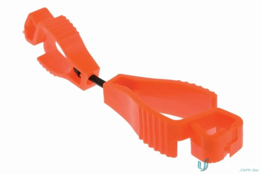 Orange plastic hose clamp for Maxisafe Glove and workwear uniforms protection