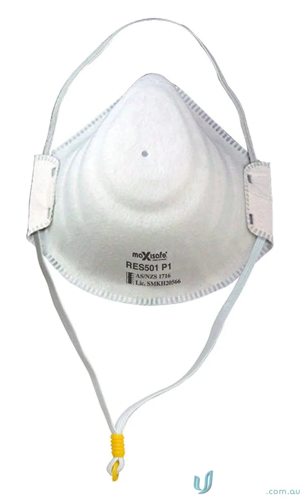 White disposable face mask from 20pk P1 Moulded Respirator for workwear in dusty environments