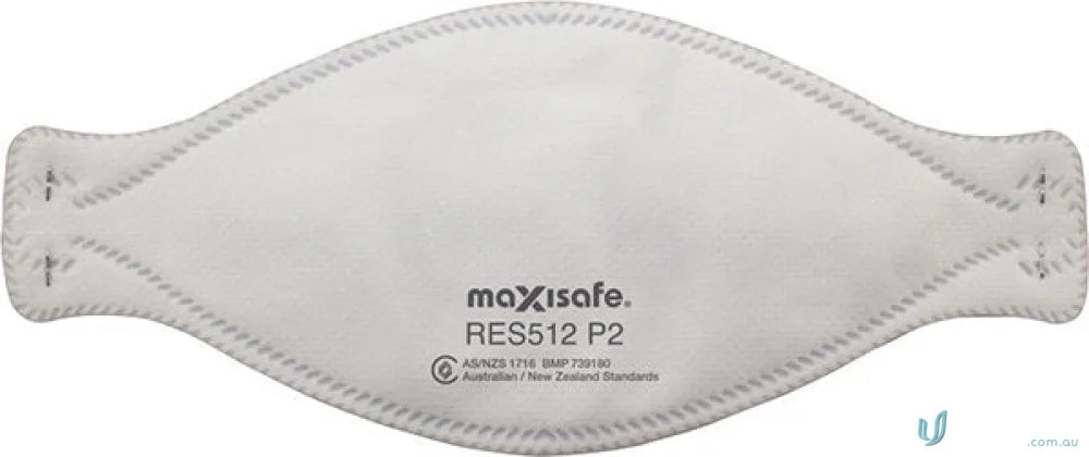 White disposable face mask from 20pk P2 3-Panel Flat Fold Respirator box for work uniforms