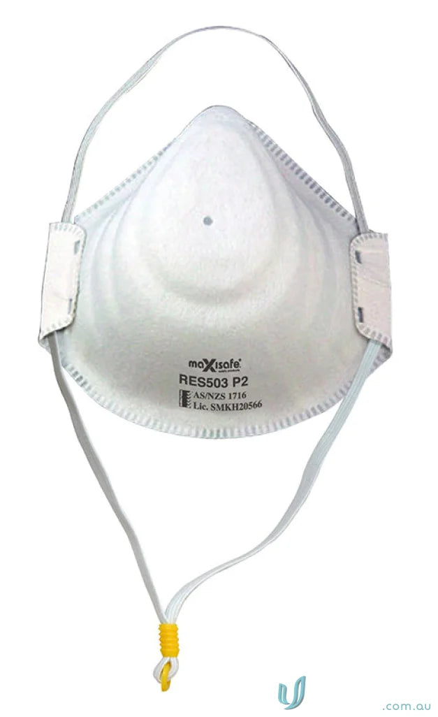 White disposable face mask from 20pk P2 Moulded Dust mask for workwear and uniforms