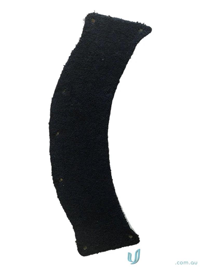 Curved black textured terry towelling strip for hard hat sweat bands in uniforms