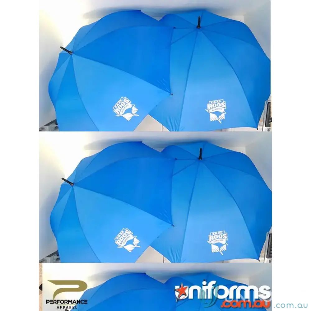 Blue ERFC umbrellas with white logos, perfect for Croydon South, buy online now